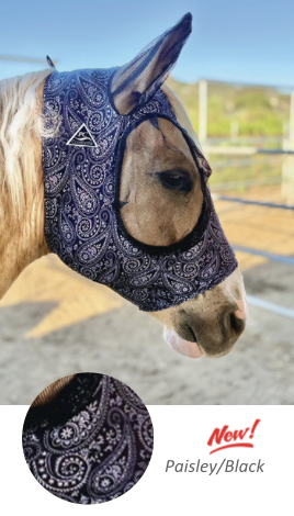 Comfort Fit Lycra Fly Mask | Paisley Black Cob